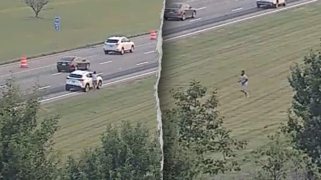 Vista de la autopista I-75 en Ohio donde las cámaras del departamento de transporte registraron el incidente del sospechoso sobre el vehículo en movimiento.
